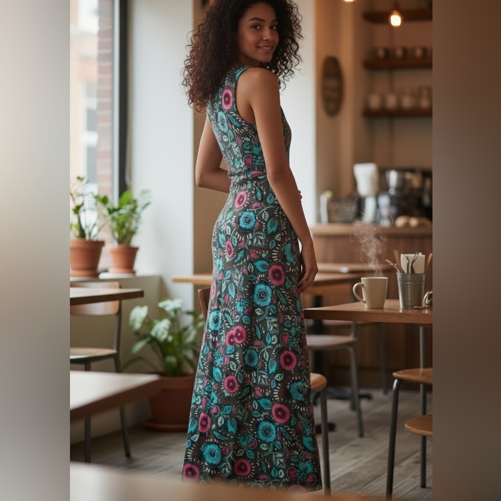 NWT- Talbots Jacobean Floral Jersey Halter maxi dress. Size PM - Picture 1 of 15